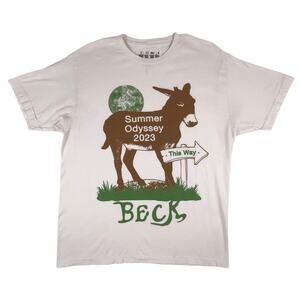 Beck Summer Odyssey 2023 Donkey Tour T-Shirt Large Cream Graphic Tee